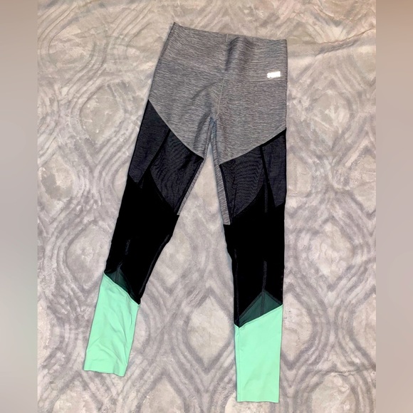 Victoria Secret PINK BONDED Legging Mesh Mint Aqua Black Grey NWOT - Picture 1 of 8